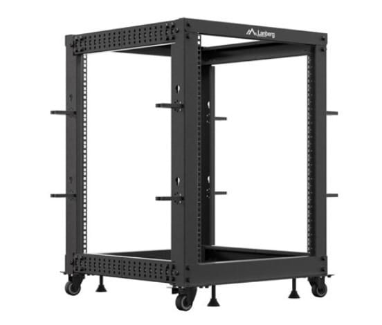 Lanberg Open rack 19'' 15U 600x600-1100 regulowany czarny