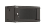 Lanberg Szafa instalacyjna rack wisząca 19" 4U 540x350 czarna drzwi   przeszklone ( flat pack)