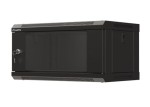 Lanberg Szafa instalacyjna rack wisząca 19" 4U 540x350 czarna drzwi   przeszklone ( flat pack)