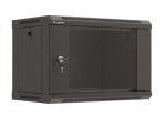 Lanberg Szafa instalacyjna rack wisząca 19" 6U 540x350 czarna drzwi  przeszklone ( flat pack)