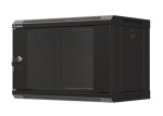 Lanberg Szafa instalacyjna rack wisząca 19" 6U 540x350 czarna drzwi  przeszklone ( flat pack)