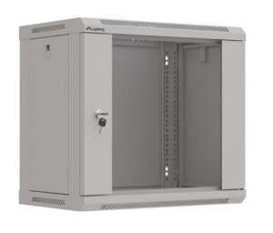 Lanberg Szafa instalacyjna rack wisząca 19" 9U 540x350 szara drzwi przeszklone ( flat pack)