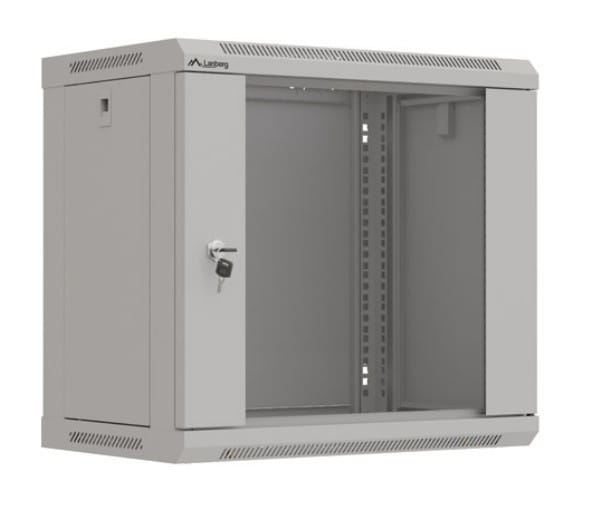 Lanberg Szafa instalacyjna rack wisząca 19" 9U 540x350 szara drzwi przeszklone ( flat pack)