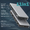 Digitus Stacja dokująca USB-C 11 portowa, max. 4K/60Hz z HDR, HDMI, DP, max. 3 monitory (MST), USB-C 3.2 Gen2, Gigabit Ethernet, SD/Micro SD, DC 150W