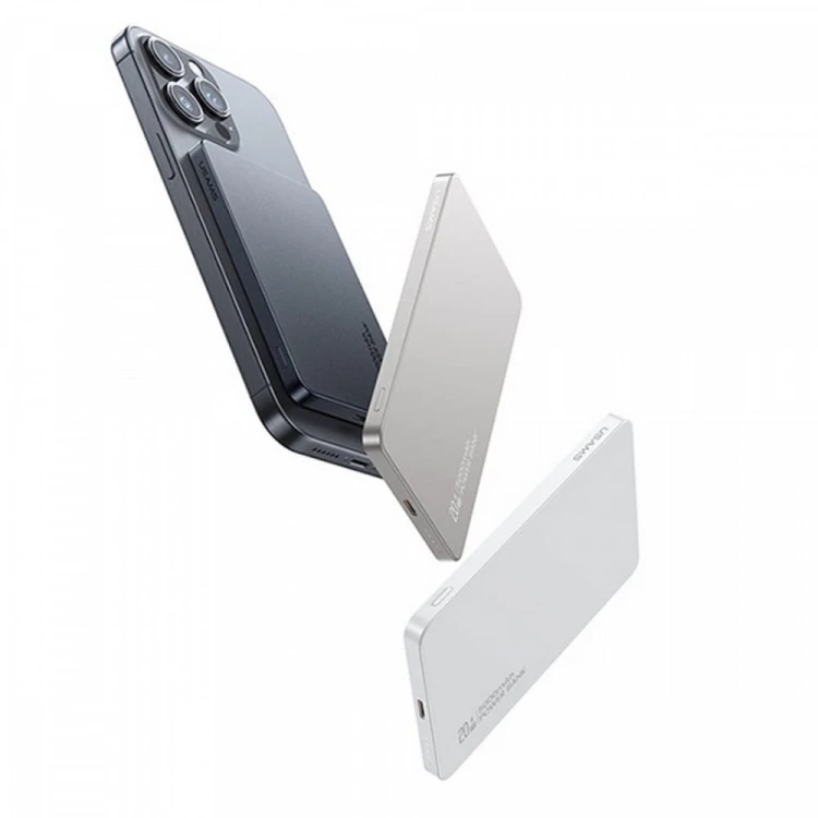 USAMS Powerbank 5000mAh 20W indukcyjny Magsafe PD Fast Charge szary