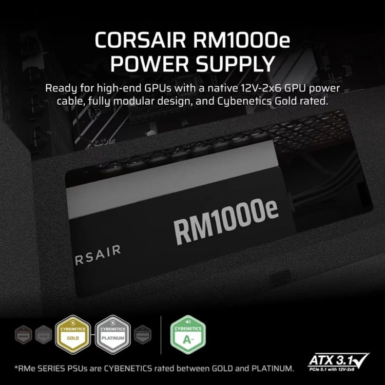Corsair Zasilacz RM1000e PCIe5.1 80+GOLD F.MODULAR ATX3.1