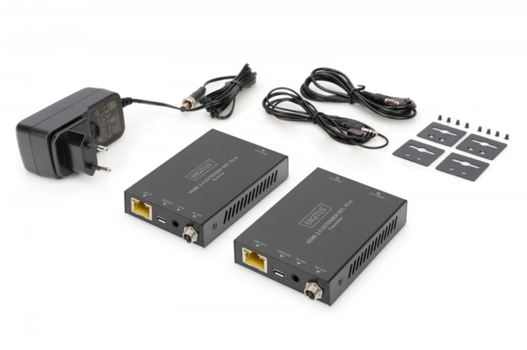 Digitus Przedłużacz / Extender HDMI 70m po skrętce kat.5e/6/7 4K 60Hz PoC (Power over Cable) (zestaw)