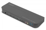Digitus Przełącznik KVM, 4 portowy, 4K 60Hz, 4x DP IN, 1x DP OUT, 1x HDMI OUT, 2x USB A, 1x Audio IN&OUT