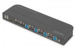 Digitus Przełącznik KVM, 4 portowy, 4K 60Hz, 4x DP IN, 1x DP OUT, 1x HDMI OUT, 2x USB A, 1x Audio IN&OUT