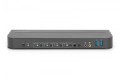 Digitus Przełącznik KVM, 4 portowy, 4K 60Hz, 4x DP IN, 1x DP OUT, 1x HDMI OUT, 2x USB A, 1x Audio IN&OUT