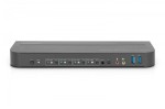 Digitus Przełącznik KVM, 4 portowy, 4K 60Hz, 4x DP IN, 1x DP OUT, 1x HDMI OUT, 2x USB A, 1x Audio IN&OUT