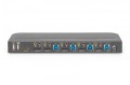 Digitus Przełącznik KVM, 4 portowy, 4K 60Hz, 4x DP IN, 1x DP OUT, 1x HDMI OUT, 2x USB A, 1x Audio IN&OUT