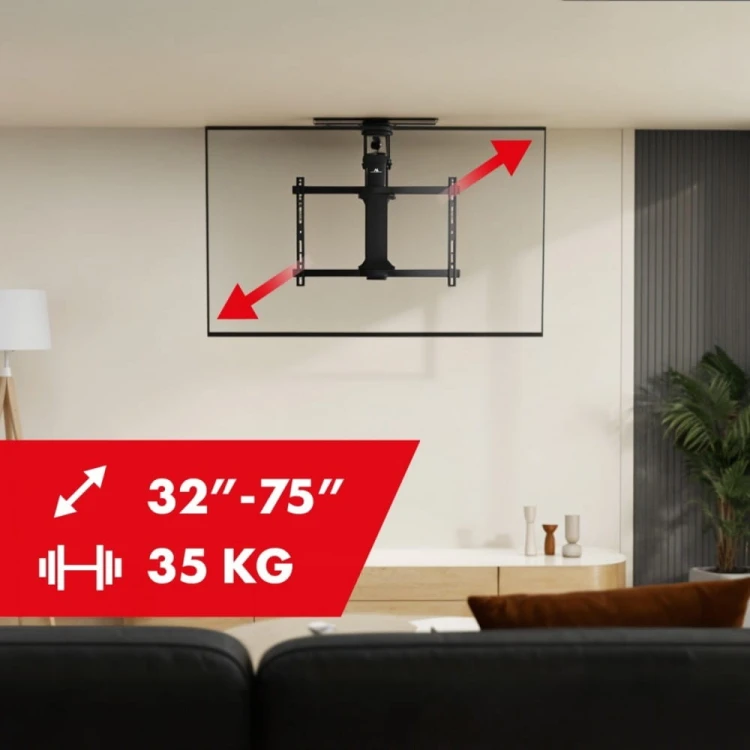 Maclean Sufitowy elektryczny uchwyt do TV MC-490 obsługa TUYA, max VESA 600x400, obrót 90st. 32-75', max 35 kg