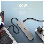 AXAGON HMC-7HX2 Wieloportovy hub USB 7in1, 5Gbps, 2x USB-A, 1x USB-C, 2x HDMI 4K/60Hz, GLAN, PD 100W, 15cm USB-C kabel