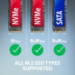 AXAGON ADM2-AM Adapter USB3.2 Gen 2 M.2 NVMe/SATA SSD 10Gbps 10cm USB-A cable