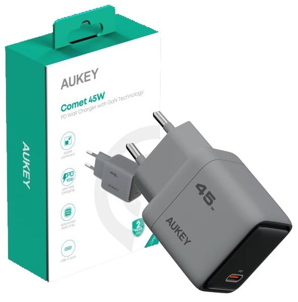 AUKEY PA-C2 ładowarka sieciowa 1xUSB-C PD 45W 4A QC4+ PD3.0 AFC PPS FCP SCP SSCP