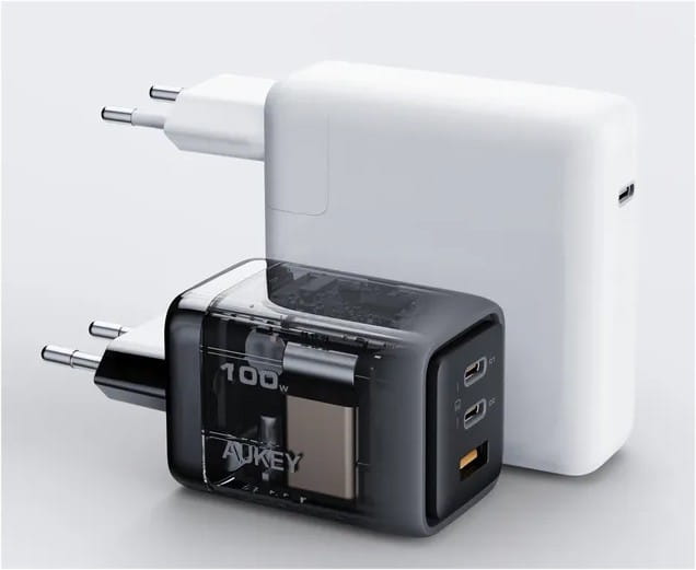 AUKEY PA-C5 ładowarka sieciowa 3xUSB (2xUSB-C i 1xUSB-A) 100W 5A QC5.0 PD3.0 AFC PPS FCP SCP