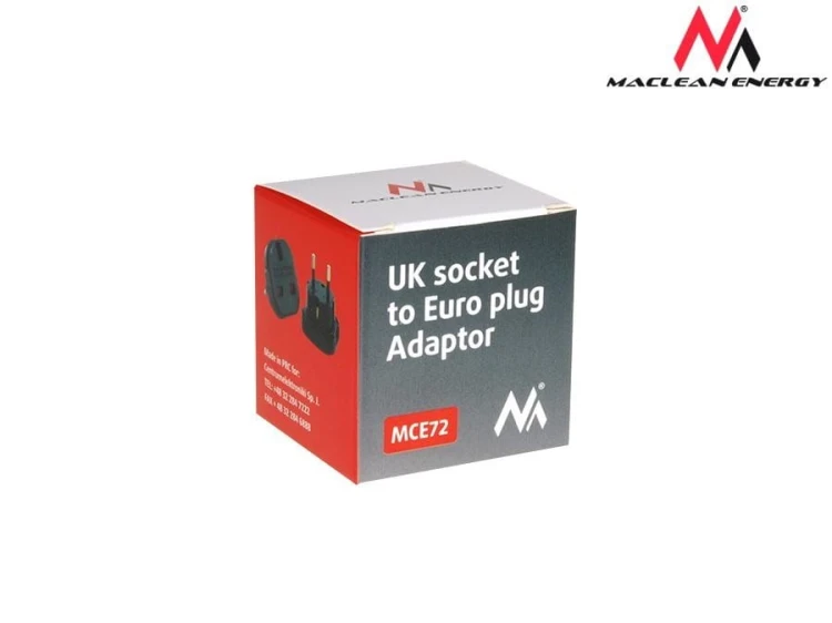 Maclean Przejściówka adapter EU na UK czarna MCE72