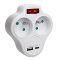 Maclean Gniazdko prądowe x2 USB MCE336 typ E