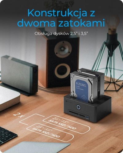 IcyBox Czytnik kart IB-1233CL-CR 2x 2,5/3,5 SSD/HDD