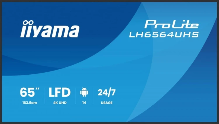 IIYAMA Monitor 65 cali LH6564UHS-B1AG, 24/7,VA,ANDROID14,4K,500cd,5000:1,    2xHDMI ,USB-C,RJ45, RS-232c, IR, 2x10W, 2xUSB, UCHWYT ŚCIENNY,iiSignage2,