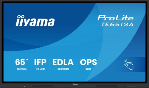 IIYAMA Monitor 65 cali TE6513A-B1AG INFRARED,40pkt,IPS,4K,7H,450cd/m2,      WiFi,USB, ANDROID 14, Google EDLA,2x20W, UCHWYT CIENNY