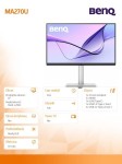 Benq Monitor 27 cali MA270U IPS 5ms/IPS/HDMI/60Hz/4K