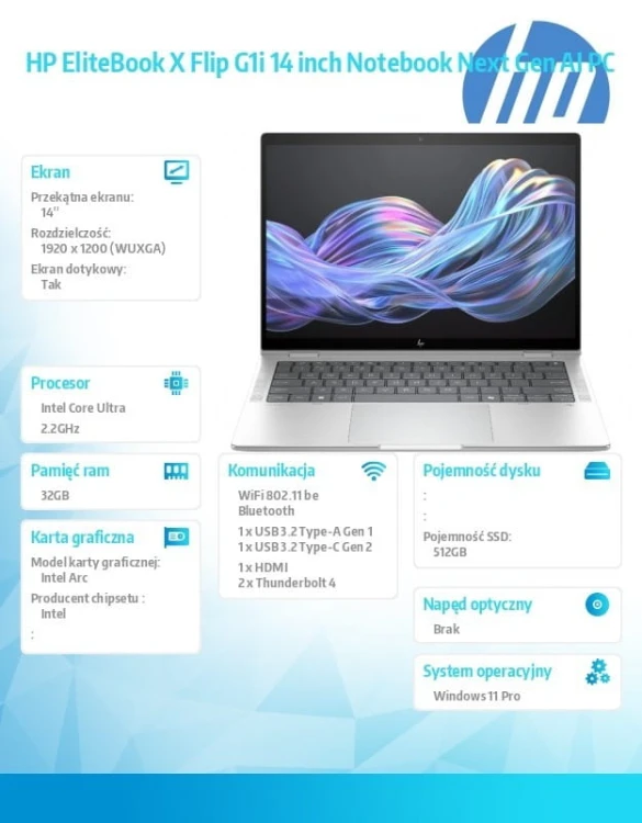 HP Inc. Notebook EliteBook X Flip G1i  U7 258V 512GB/32GB/W11P/14.0   B9ZX4ET