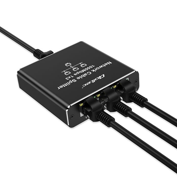 Qoltec Rozdzielacz Splitter Ethernet mini SWITCH 1x3 RJ45 | 1000Mb/s |  USB-C | Aluminium