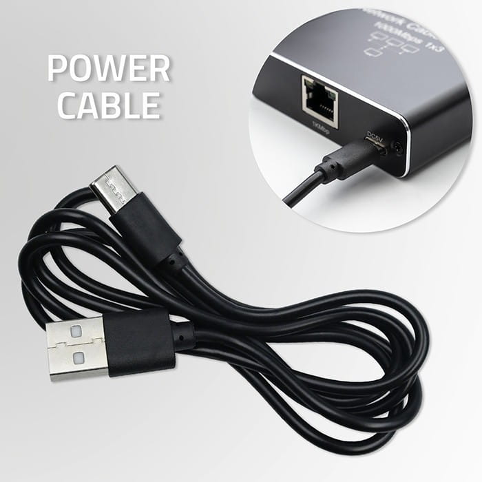 Qoltec Rozdzielacz Splitter Ethernet mini SWITCH 1x3 RJ45 | 1000Mb/s |  USB-C | Aluminium