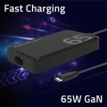 Qoltec Ładowarka sieciowa 65W GaN Super Fast SLIM | PD | 5-20V | 3.25A |USB-C 3.1 | Laptop | MacBook | Smartfon | +kabel