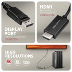 AXAGON RVD-HI20C2 Adapter aktywny DisplayPort -> HDMI 1.4, 4K/60Hz, kabel 1,8m