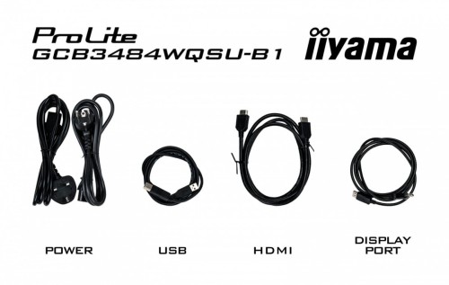 IIYAMA Monitor G-Master 34 cale GCB3484WQSU-B1,VA,UWQHD,180Hz, HDR400, 1500R, 21:9, 0.4ms, 500cd/m2, 2x5W, USB-c, PiP
