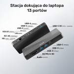 Unitek Stacja dokująca 12w1 USB-C, HDMI 2.1, USB 4, PD 100W; D1079A