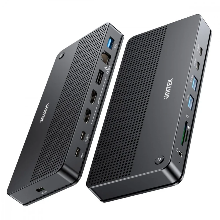 Unitek Stacja dokująca 13w1 USB-C, HDMI 2.1,DP 2.0,RJ45,10GBPs;D1104A01