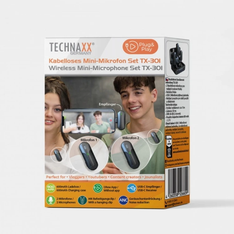 Technaxx Deutschland GmbH & Co. KG Bezprzewodowy mikrofon 2 sztuki TX-301