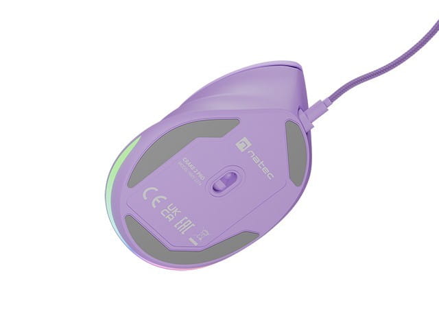 Natec Mysz wertykalna CRAKE 2 PRO 128000DPI optyczna lawendowa