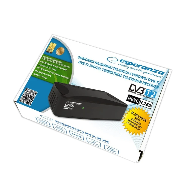 Esperanza Tuner/dekoder cyfrowy DVB-T2 H.265/HEVC