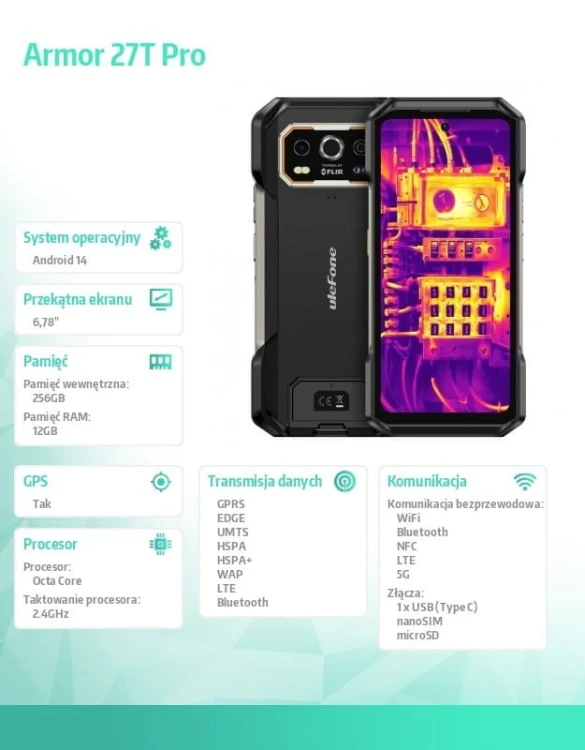 ULEFONE Smartfon Armor 27T Pro 5G 12/256GB Czarny