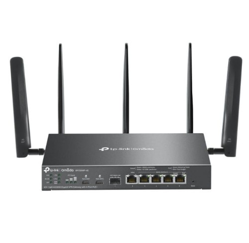 TP-LINK Brama sieciowa gigabitowa ER706WP-4G Omada 4G+ Cat6 AX3000 VPN 4-Port PoE+ 1× Gigabit SFP WAN/LAN, 1× Gigabit RJ45 WAN, 4× Gigabit WAN/LAN ER7