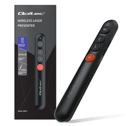 Qoltec Laserowy wskaźnik/Prezenter 4w1/USB 3.0/2.4GHz/30m