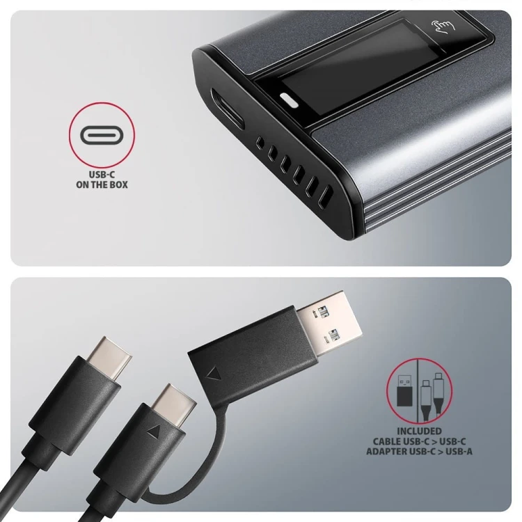 AXAGON EEM2-SD2 Obudowa zewnętrzna aluminiowa bezśrubowa USB-A/C 3.2 Gen2 M.2 NVMe/SATA display LCD