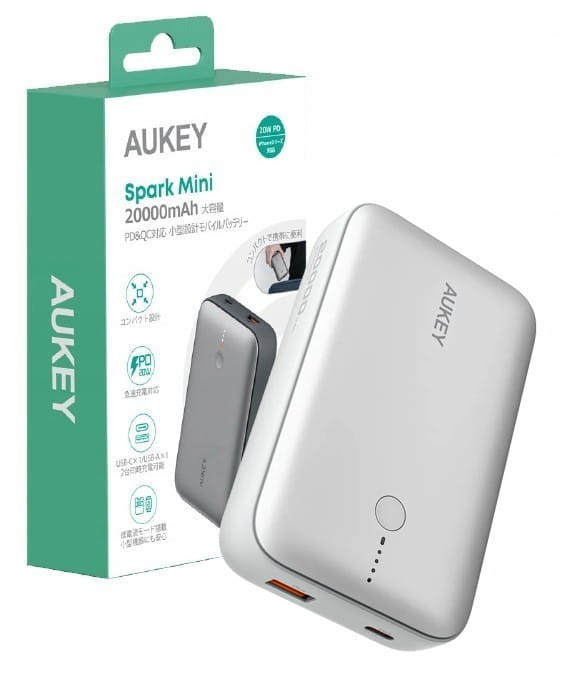 AUKEY PB-Y57 White Mini PowerBank | 20000mAh | 22.5W | 2xUSB | PD 3.0 QC 3.0 LED