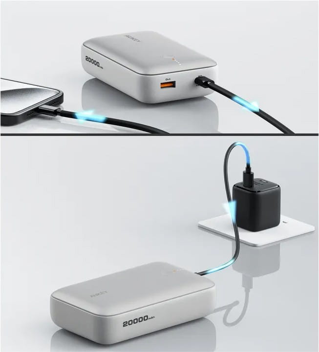 AUKEY PB-Y57 White Mini PowerBank | 20000mAh | 22.5W | 2xUSB | PD 3.0 QC 3.0 LED