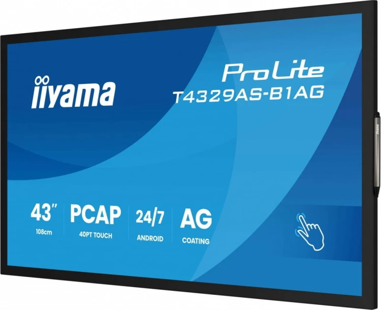 IIYAMA Monitor 43 cale T4329AS-B1AG VA,4K,HDMIx2,USB-C,RJ45,2x10W,WiFi,     Android 14, Signal FailOver, Whiteboard, iiSignage (CMS), iiControl (DMS),