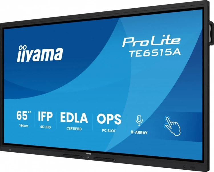 IIYAMA Monitor 65 cali TE6515A-B1AG IPS,4K,40pkt,550cd,DeepContrast-IR+,    HDMI x2,DP,USB-C, 2 x 20W, OPS Slot x1, 5xUSB, 2xRJ45,8-Array,EDLA, WiFi,P