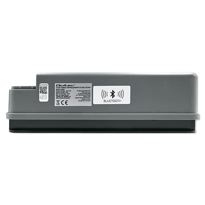 Qoltec Solarny regulator ładowania MPPT z czujnikiem temperatury 30A |  12V/24V | LCD | 2xUSB | Bluetooth | APP | GEL | LiFePO4
