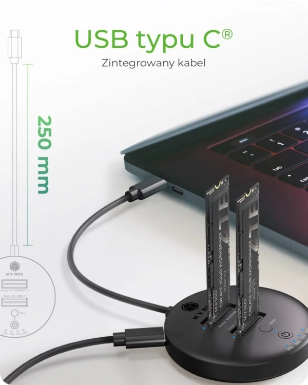 IcyBox Stacja klonująca+dockująca dla 2xNVMe M.2SSD IB-1612MCL-C31