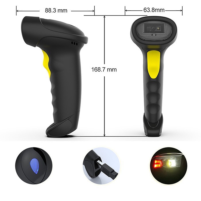 Qoltec Czytnik kodów kreskowych i QR | 1D 2D | USB | Bluetooth