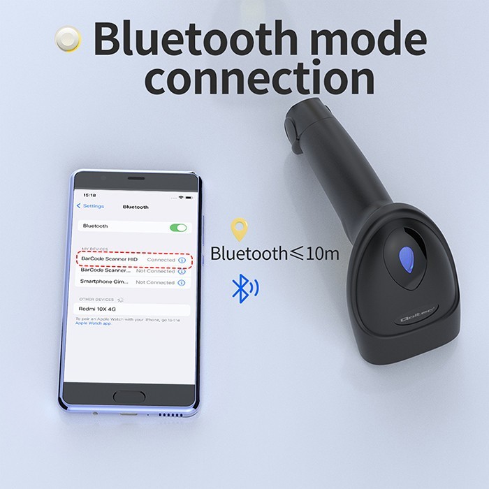 Qoltec Czytnik kodów kreskowych i QR | 1D 2D | USB | Bluetooth
